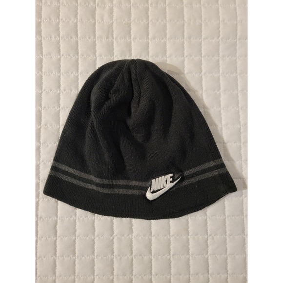 Nike Other - VTG Y2K Nike Beanie Black Gray Striped Grunge Streetwear Indie Hip Hop Skater